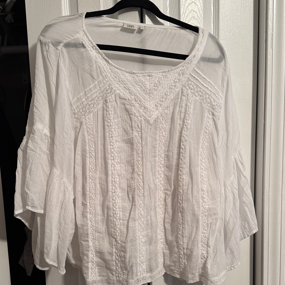 True Craft White Textured Blouse